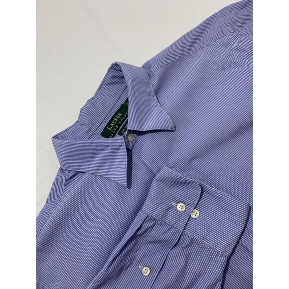 LAUREN RALPH LAUREN Men's Blue/White Stripe Cotton‎ Button Down Shirt 17 36/37 - Picture 1 of 9